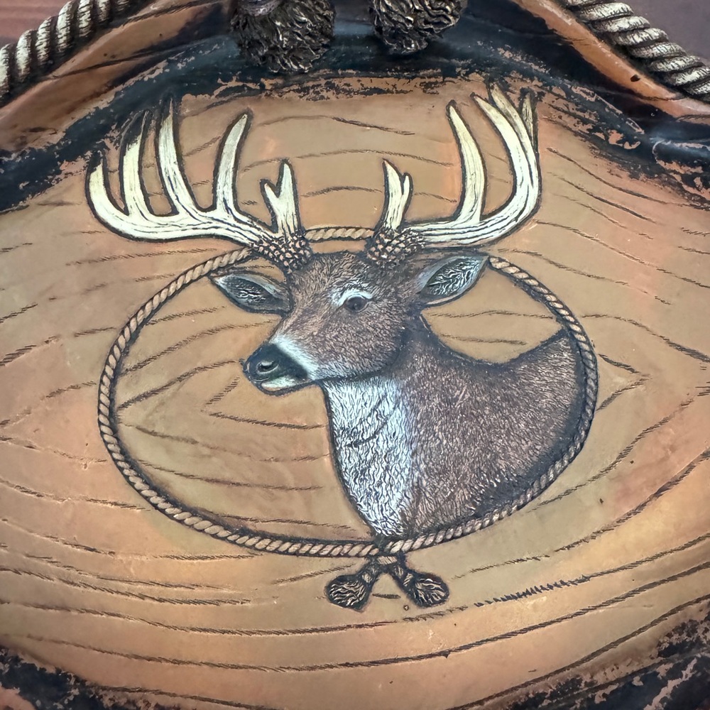 Vintage Hunting Lodge/Cabin/Rustic/Cowboy TRAY With A Deer/Rope/Antler Design - Picture 6 of 7